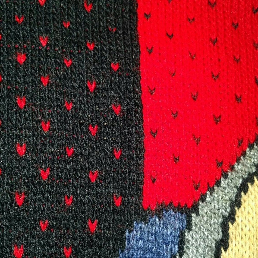 1996 Vintage Bugs Bunny Ugly Christmas Sweater Looney Tunes Black Red Hearts VTG - Picture 4 of 12